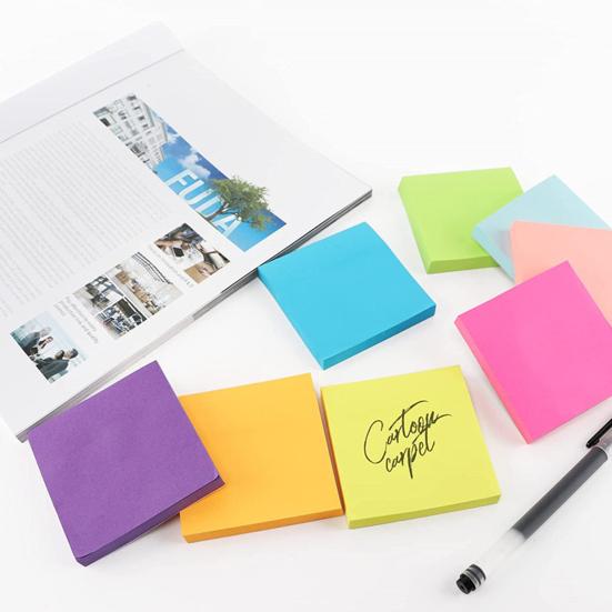 Sticky Notes Set 8 Colors Heart Square Shapes Removable Clean Smooth Writing Sticky Notes Home Office School Supplies
