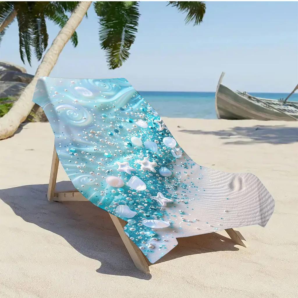 1Pc Dreamy Milk Blue Wave Beach Print Beach Towel Soft Quick-Dry Absorbent Vacation Swimming Bath Towel Wrap Shoulder