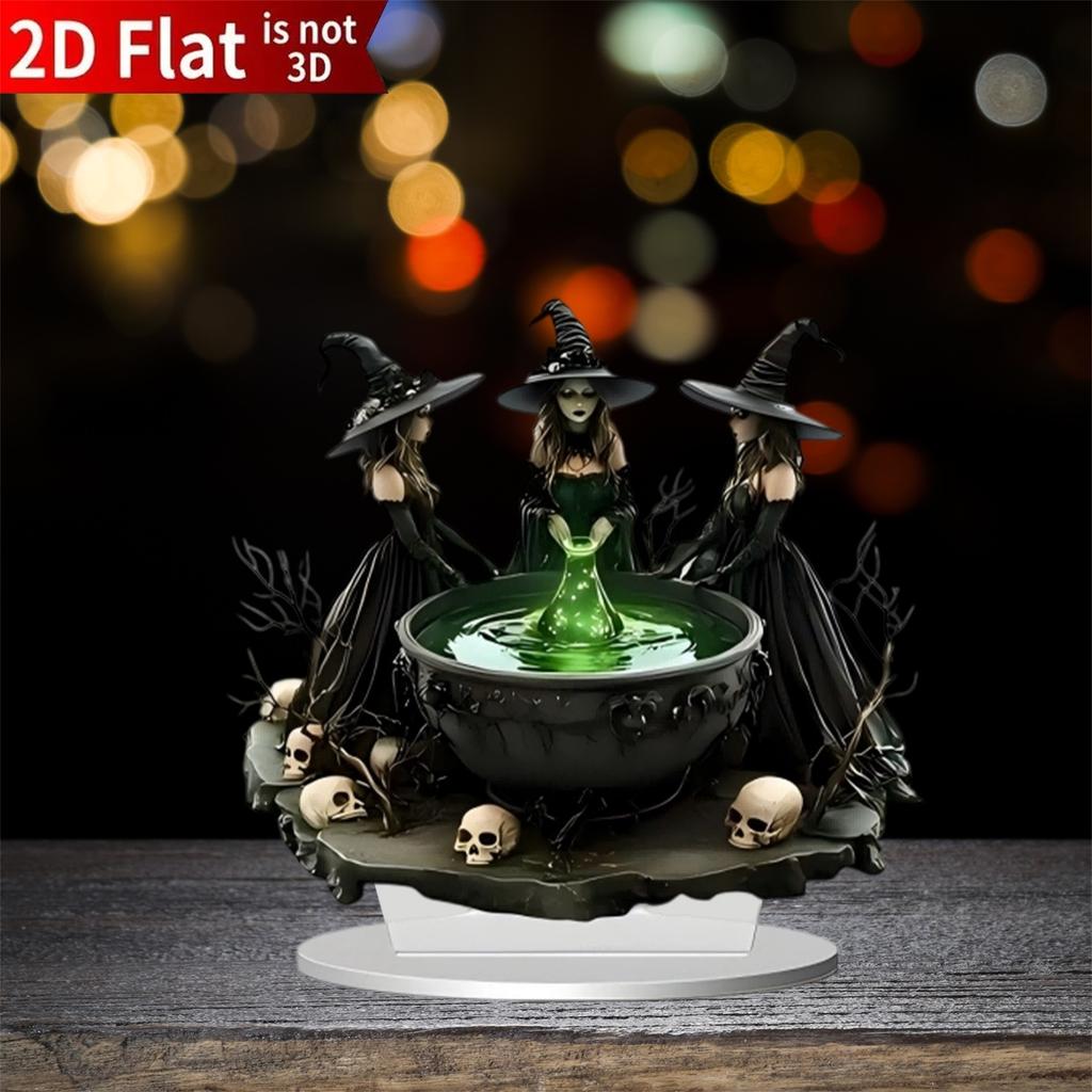 Spooky Halloween Acrylic Ornament with Oval Base Adorable Festive Pumpkin Bat Tabletop Decoration for Party Home Decor