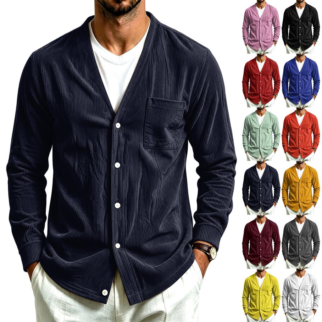 Men's Casual Color Loose Fit Top with Pockets