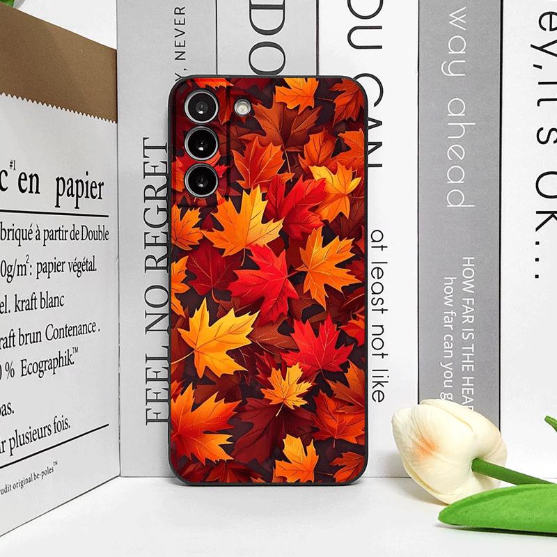 Hand-Painted Autumn Maple Leaf Phone Case for Samsung Galaxy S25 S24+ S23 Ultra S22 Plus S21FE M53 M34 5G Shockproof Soft Cover
