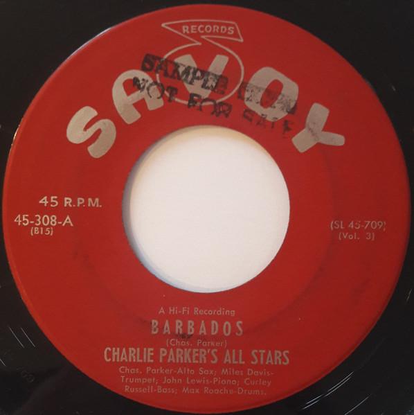 

7inch Record CHARLIE PARKER ALLSTARS Barbados Riff Warmer 45308 Savoy Records US Jazz Used