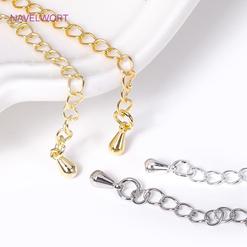 18K Gold Plated With Tag Extension Chain Brass Metal Extension Chains Connectors DIY Necklace Bracelet Jewelry Making Supplies