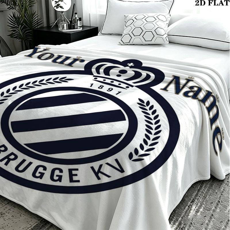 1PC Club Brugge KV Custom Name Patterned Flannel Blanket Suitable For All Seasons for Home Decor Warmth and Comfort Gifts Holiday Present