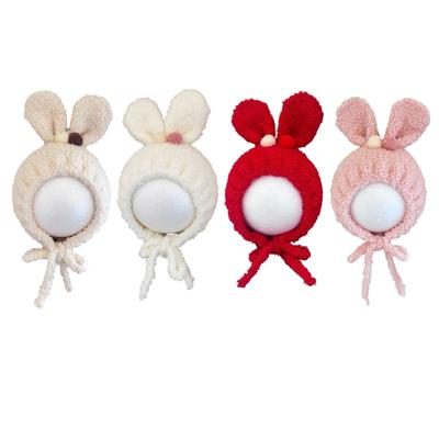 Unisex Niemowlęca Czapka Z Dzianiny Z Kreskówkowym Królikiem Puszyste Uszy Czapka Niemowlęca Opaska Na Głowę Maluch Niemowlę Żłobek Czapka Z Dzianiny Rekwizyty Fotograficzne