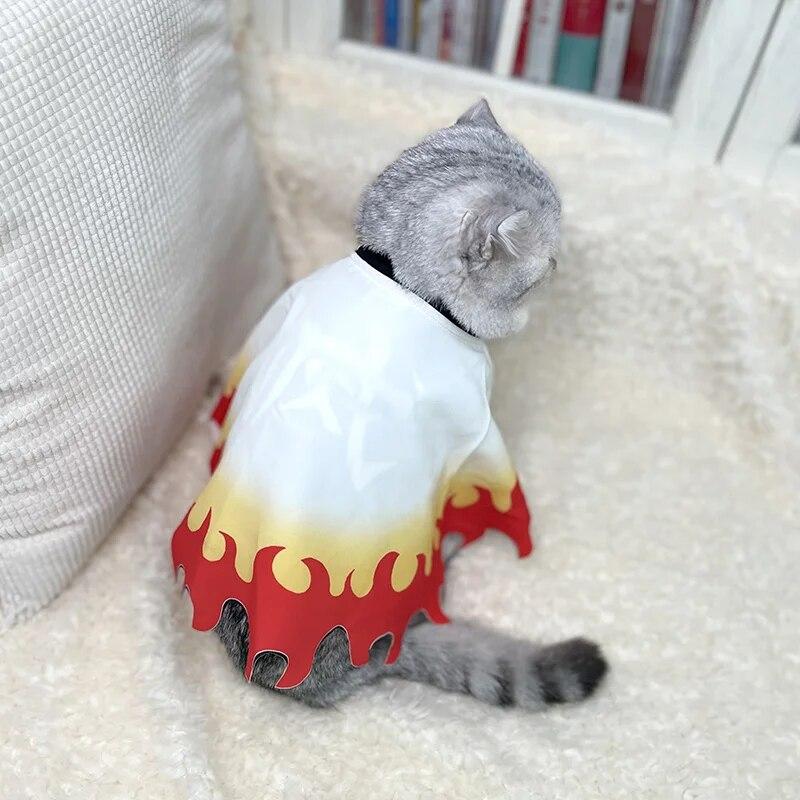 Demon Slayer Pet Cosplay Rengoku Kyoujurou ubrania dla kota nieograniczony pociąg COS płomień filar Rengoku Kyoujurou sukienki