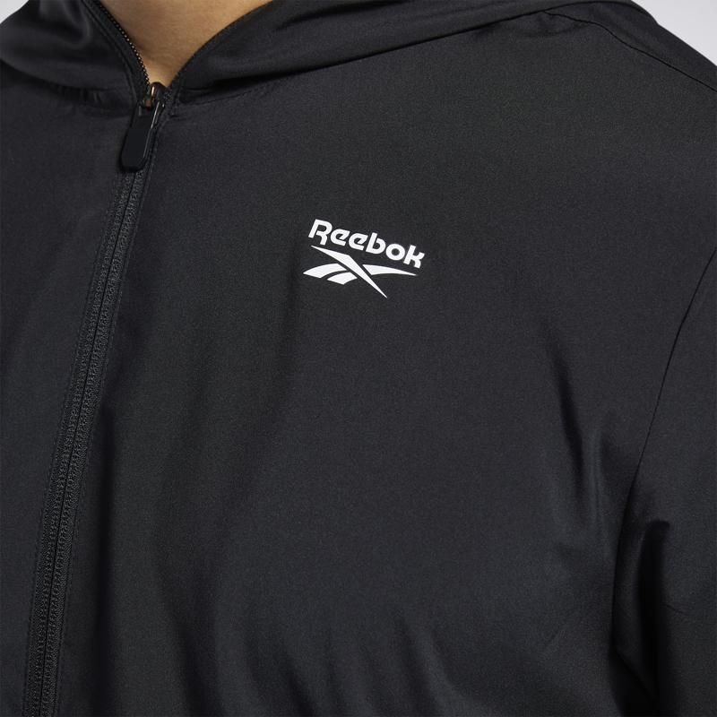 Reebok Solid Color Fitness Training Windbreaker Jacket Men Jackets Black FP9172
