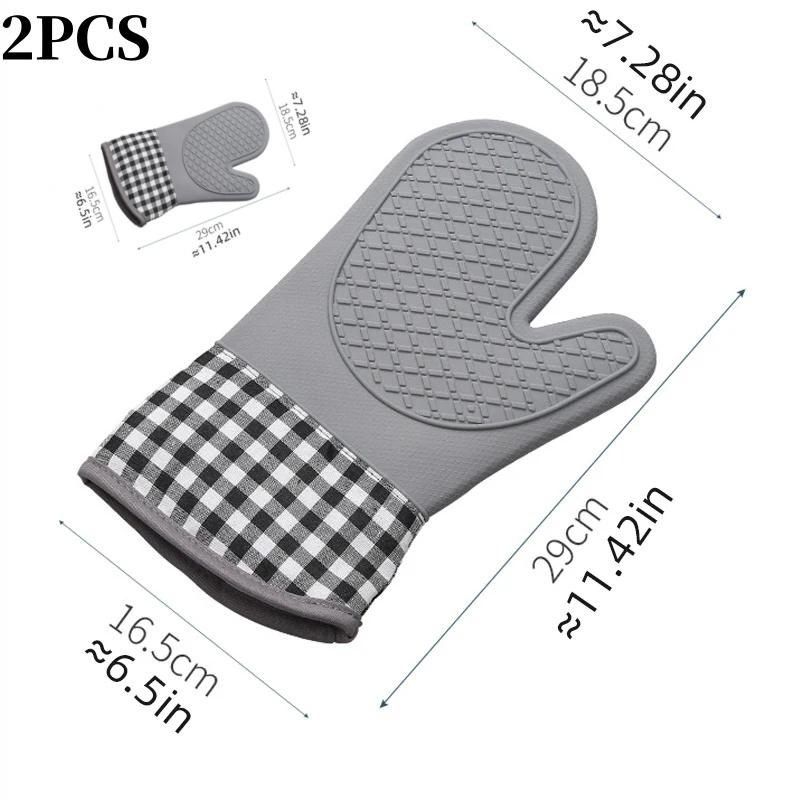 Grytekluter silikonhansker høytemperaturbestandige flammehemmende sklisikre mikrobølgeovn kjøkken bake dessertverktøy