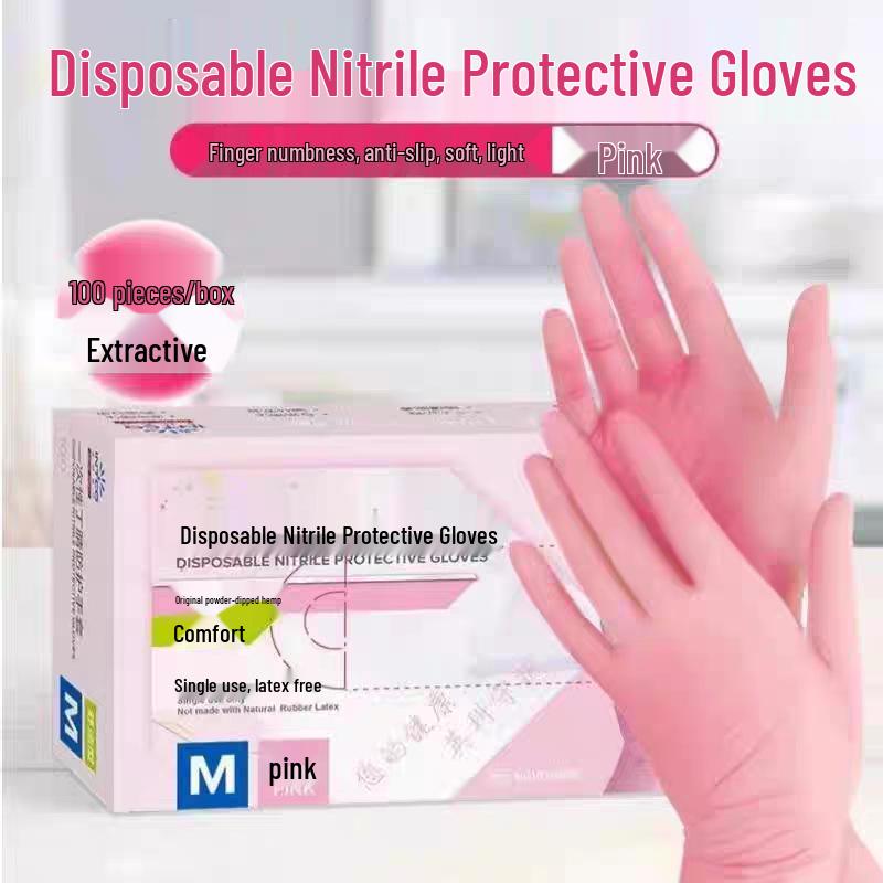 Food Grade Disposable Nitrile Gloves - Waterproof & Oil-proof for Catering, Home, Beauty, Hairdressing, Nail Art, Tattoo