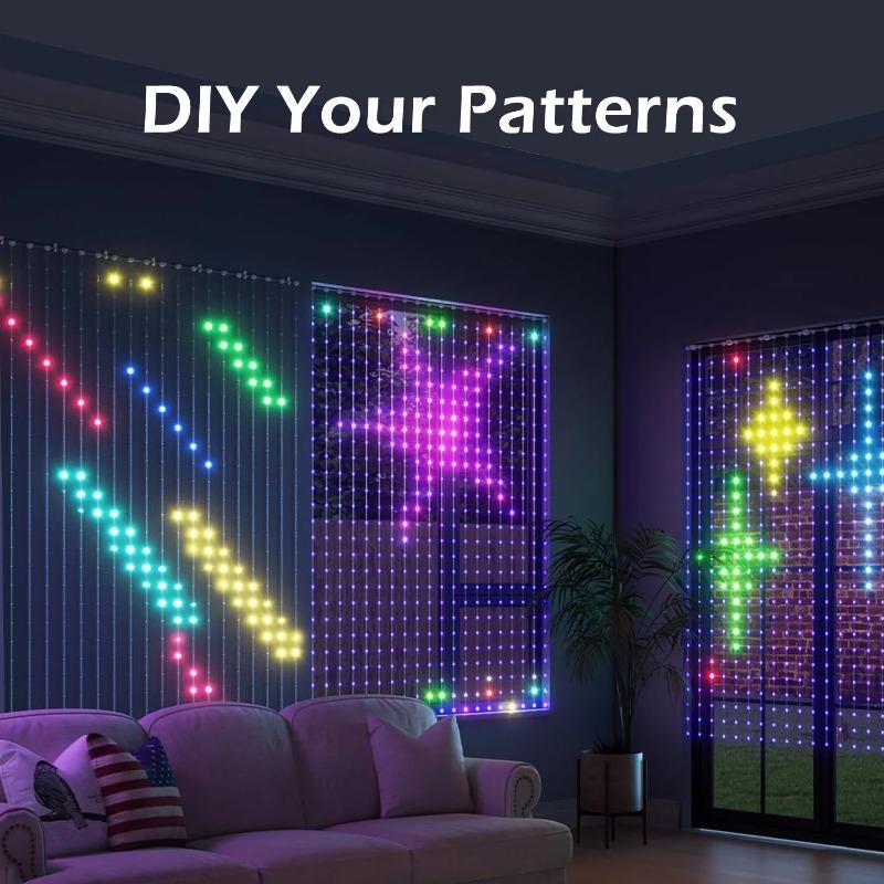 400 LED Smart Curtain Lights 9.9 X 9.9ft LED String Light with APP Remote RGB DIY Pattern Music Sync for Bedroom Backdrop Decor