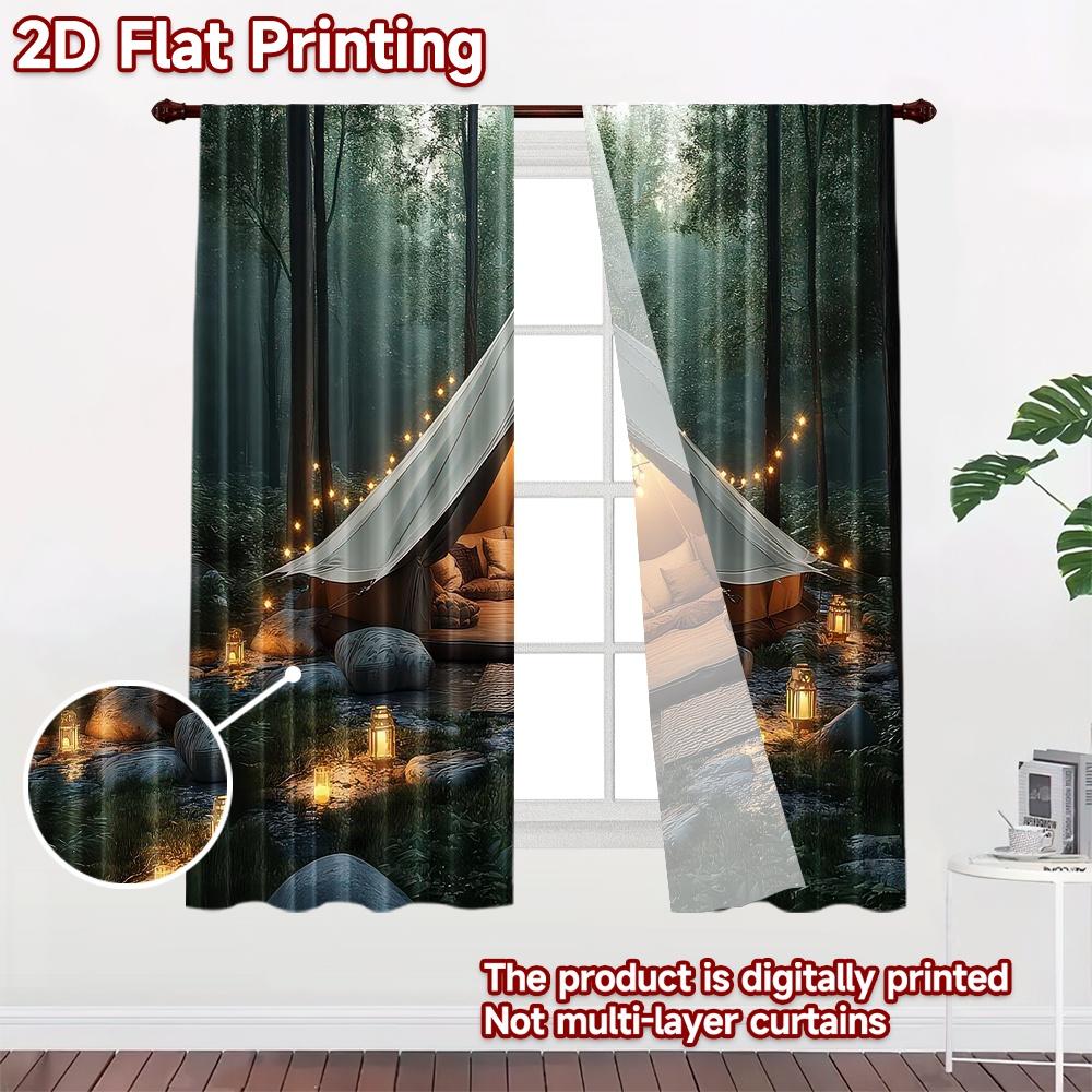 2D flat Photography Backdrop Popular Party Party Backdrop Cozy Forest Tent 100% Polyester Anniversary for Suitable for