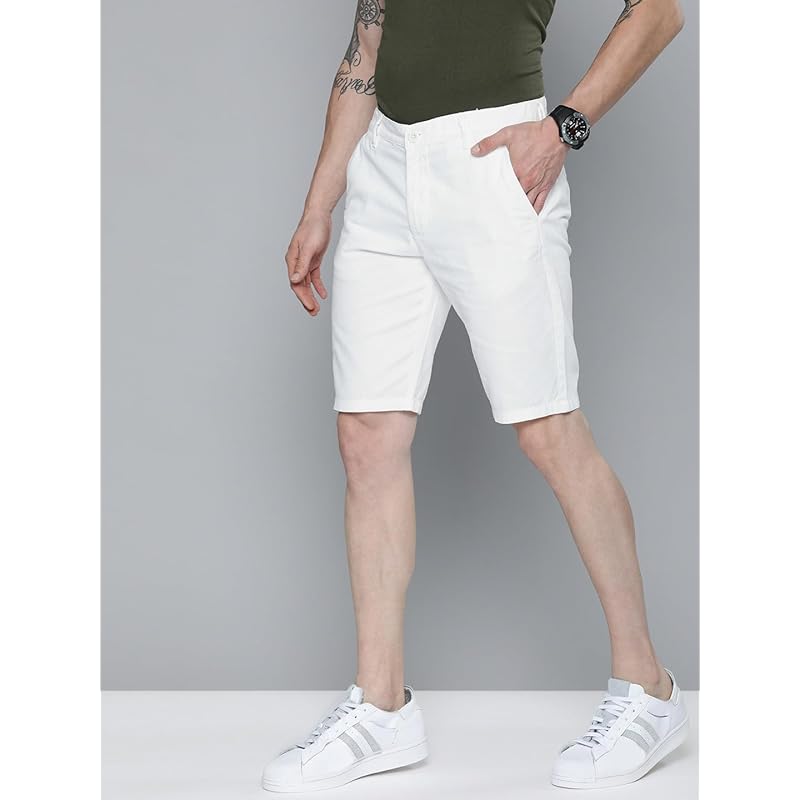 The Indian Garage Co Men Slim Fit Solid Mid-Rise Chino Shorts Khaki 36 белый