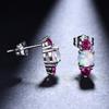 Internet Celebrity Simple Cold Wind's Round Opal with Diamond Stud Earrings Women's Exquisite Small Jewelry
