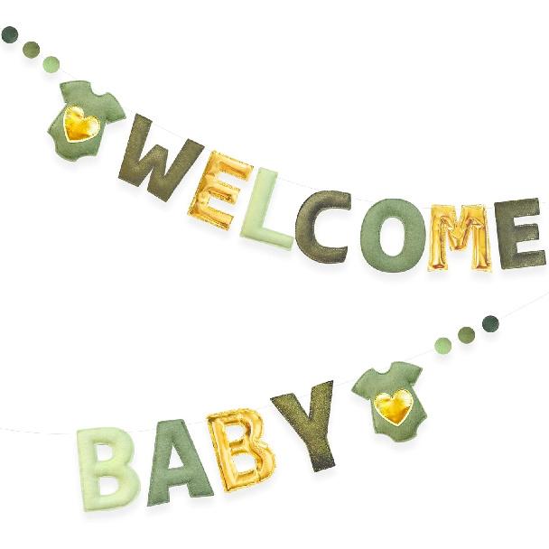 Pink Bow Baby Shower Decorations Pre-Strung Handmade Felt Welcome Baby Sign with Wool Felt Ball Banner for Welcome Home It's a Girl Coquette Baby