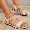 Fashion Ladies Shoes 2025 Hot Sale Elastic Band Women's Sandals Fashion Open Toe Summer Plus Size Casual Light Soft Bottom Flat Sandals