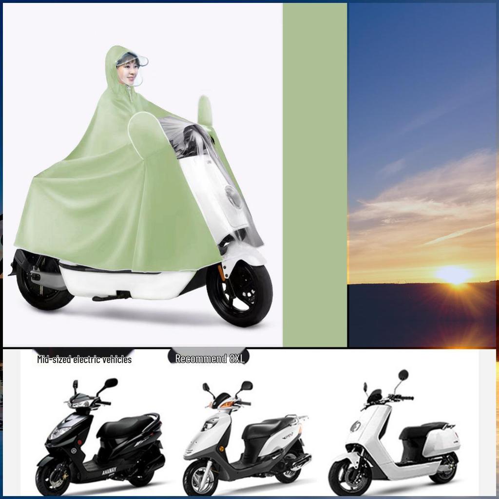 Thickened Electric Vehicle Poncho with Clear Dashboard, Double Brim, and Extended Length for Rainstorm Protection – Helmet-Compatible