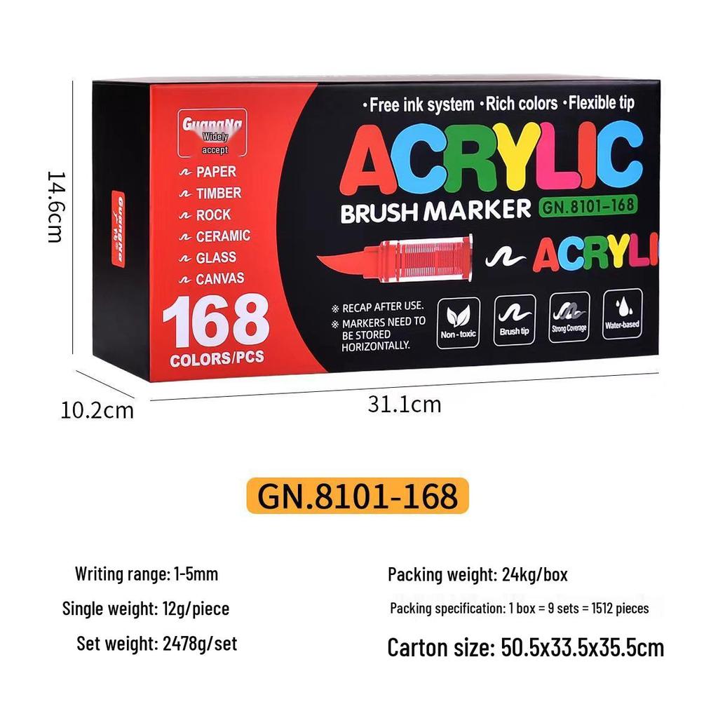 Guangna 8101 Liquid Acrylic Marker Pen, 120/240 Colors, Soft Tip for Student Art & DIY Graffiti
