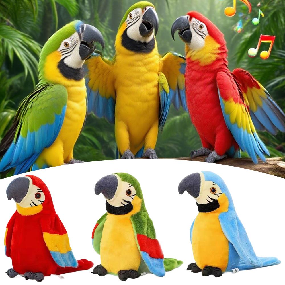 Cute Electric Talking Parrot Plush Toy Speaking Record Repeats Waving Wings Electroni Bird Stuffed Plush Toy As Gift For Kids