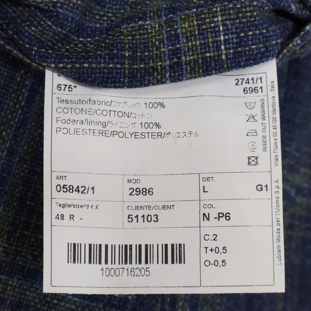 L.B.M.1911 2986 Blue Check Cotton Flannel 2B Jacket Jacket 48R BlueUsed