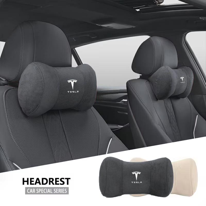 AAAID1 Car Seat Headrest Pad Plush Protect Lumbar Cushion Accessories Sticker For Tesla Model 3 Y S Coil Bonina X Cybertruck Highland