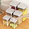 Airtight Press-Lid Storage Containers Dry Food Grains Flour Snacks Kitchen Organizer Square Plastic Grade