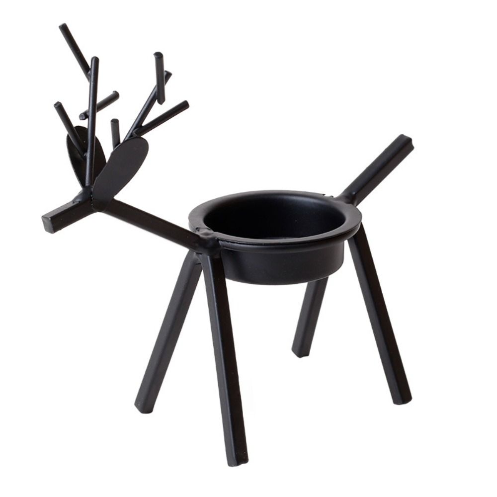 Reindeer Christmas Candle Holder Iron Deer Candle Pillar Rustic Elk Candlestick Stand  Living Room