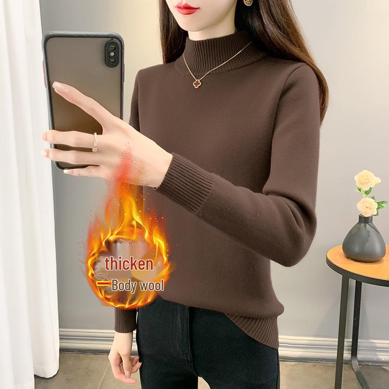 Women's Trendy Thickened Knit Pullover: 2025 Autumn/Winter Long Sleeve Round Neck Sweater