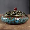 12 Hours Large Mosquito Coil Incense Burner Ceramics Cone Holder with Metal Lid Household with Fireproof Cotton Censer