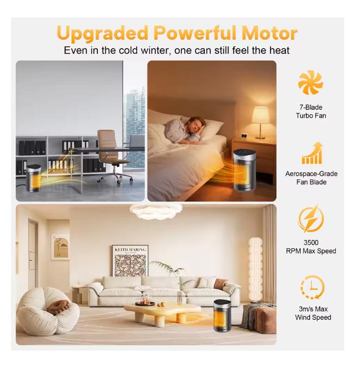 Portable Electric Heater Space Heater Indoor Energy Saving Hot Air Heater Energy Efficient for Household Desktop Office Winter