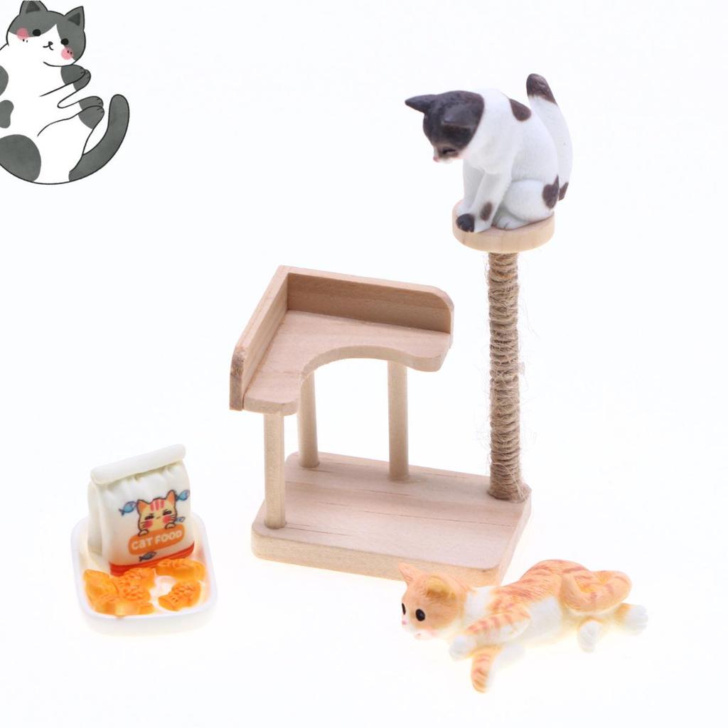 Miniature Wooden Dollhouse Cat Climbing Frame - BJD Doll Furniture Props