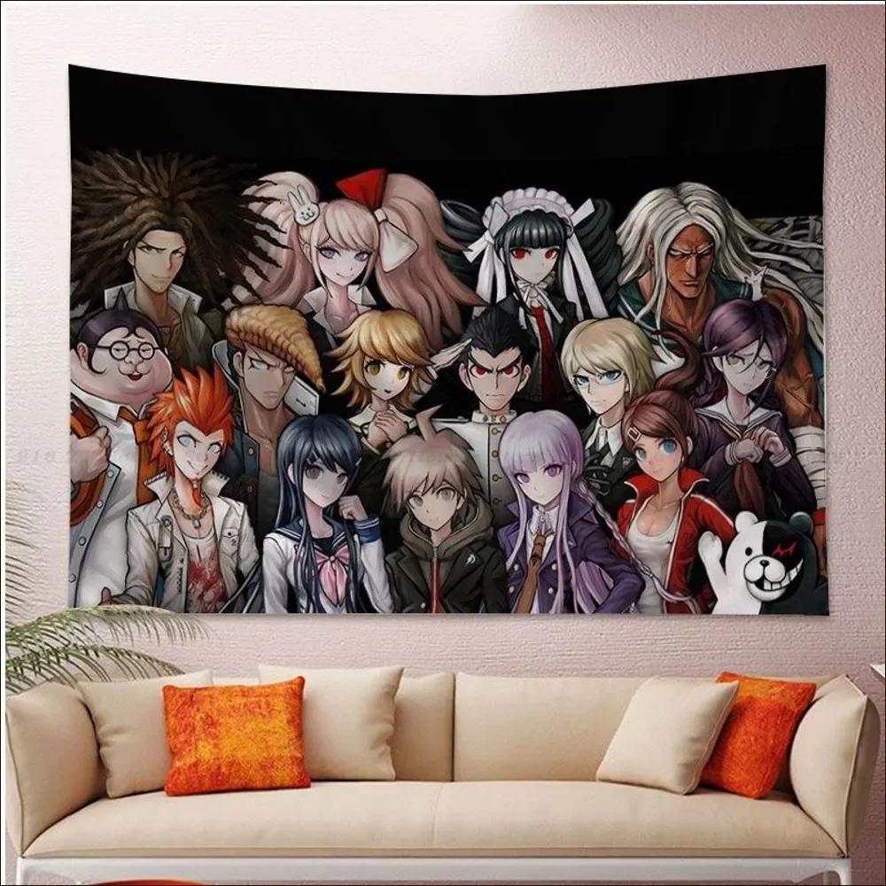 Danganronpa Anime Wandteppich Stilvolles Hajime Nagito Kunst Kräftiger Raumakzent für Danganronpa Mystery Anime Fans