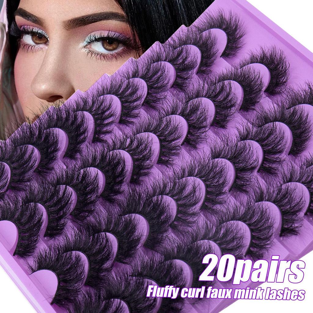 New20Mixed set of false eyelashes, natural one-piece, curled, thick, messy, and voluminous, European and American style