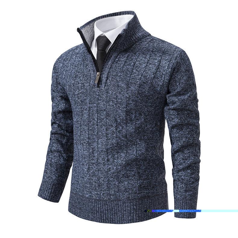 Men S Stand Collar Pullover Fleece Knit Sweater Casual Plus Size Winter