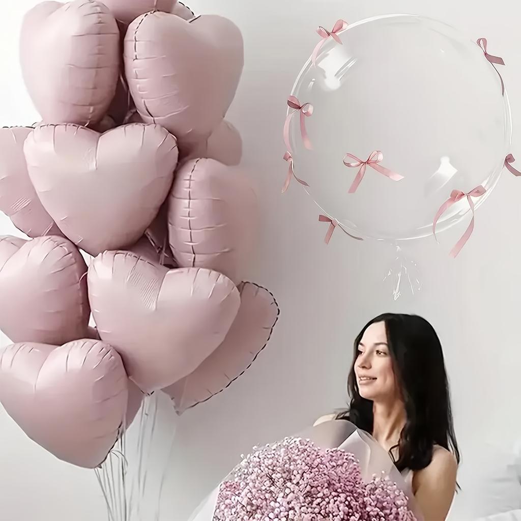 32 st Bobo-ballongset Babyrosa hjärtformade ballonger DIY mini-rosett för dusch, födelsedag, frieri, bröllop, ballongdekorationer