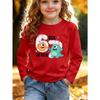 Unisex Kids White Long Sleeve Tee For 4-12 Girls Cute Bubble Number 67 Cartoon Orange Green Little Monster Pink Bow Heart Text Print Long Sleeve Top