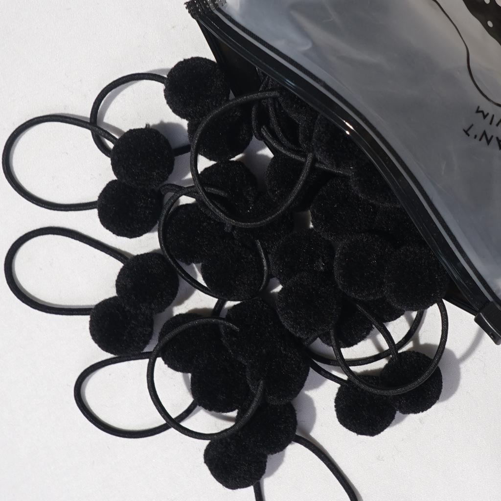 20 Stück 1,4" Kleine Solide Doppelte Fellkugel mit Elastischem Seil Handgemachtes Band für Kinder Mädchen Haaraccessoires