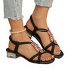 Bohemian Sandals Women's 2025 New Summer Versatile Handmade Beaded Mid-heel Wedge Heel Flat Open-toed Sandals