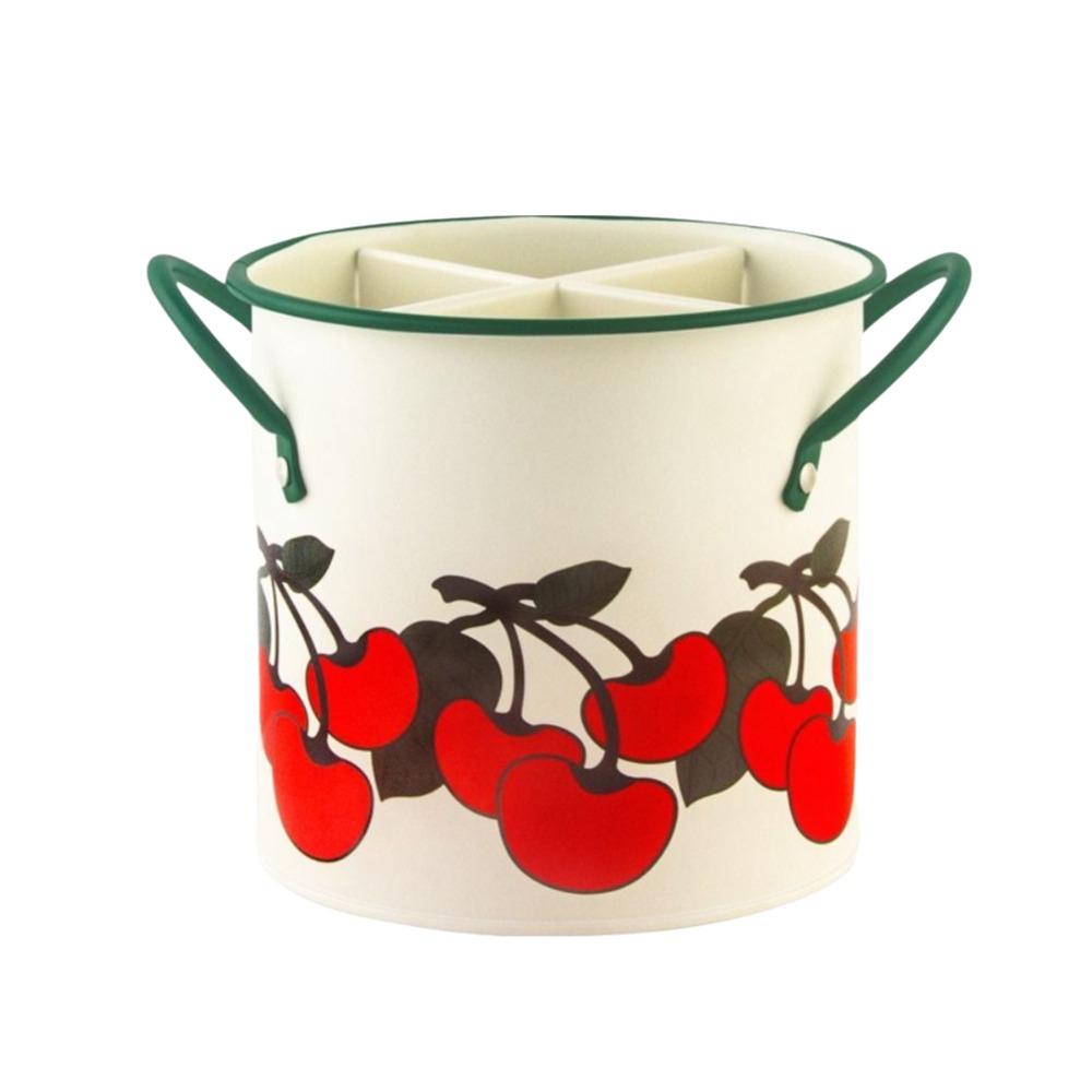 Retro Style Kitchen Storage Bucket With Divider Iron Material Draining Rack Durable Construction 4 Grids Kitchen Storage Box