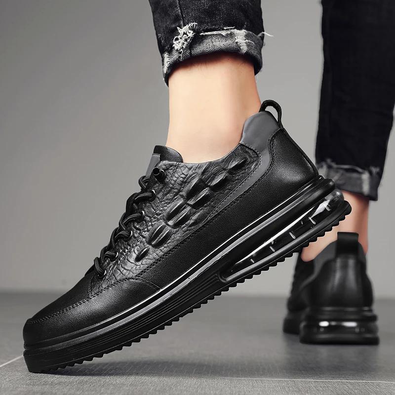 Fashion Men's Leather Casual Shoes Luxury Designer Non Slip Walking Shoes High End Breathable Outdoor Loafers Business Driving Sneakers