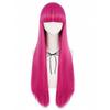 30 Zoll Knallpink Gerade Prinzessin Cosplay Perücke mit Pony kompatibel mit Damen Halloween Hitzebeständig Synthetikhaar Perücken