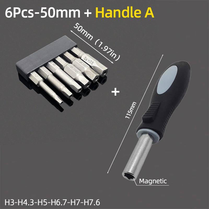 Set de biți magnetici pentagonali cu gaură Hex 1/4" Oțel S2 50mm Security Torx Biți de găurit Cheie cu clichet Unelte de mână