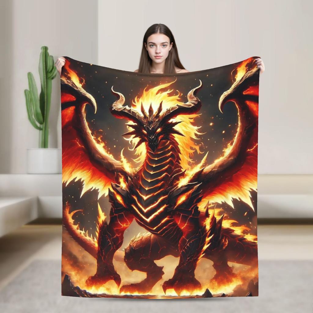 Fierce Western Dragon Plush Blanket Children Flannel Throw Blanket For Bedroom Super Warm Design Quality Bedspread
