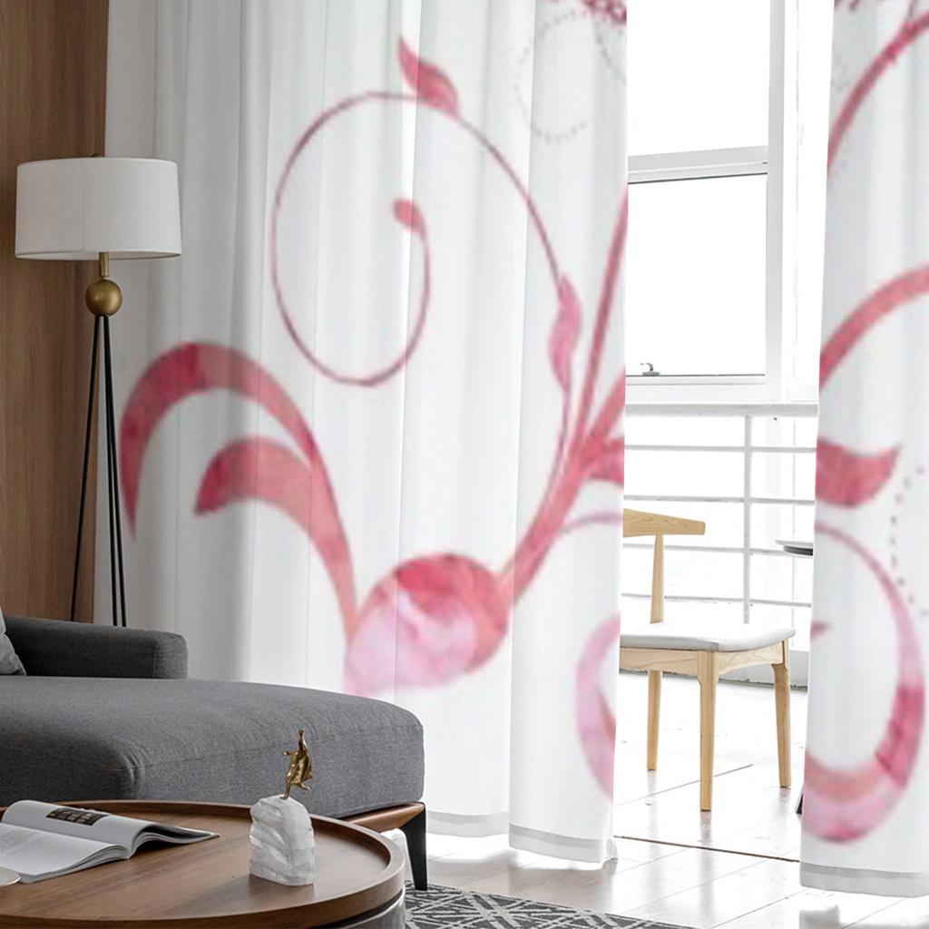 Red Pink Butterfly Curves Watercolor Chiffon Sheer Curtains for Living Room Bedroom Window Curtain Voiles Tulle Cortinas