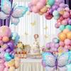 Purple Butterfly Balloon Set, Butterfly Aluminum Film and Macaron Latex Balloon for Graduation Ceremony Birthday