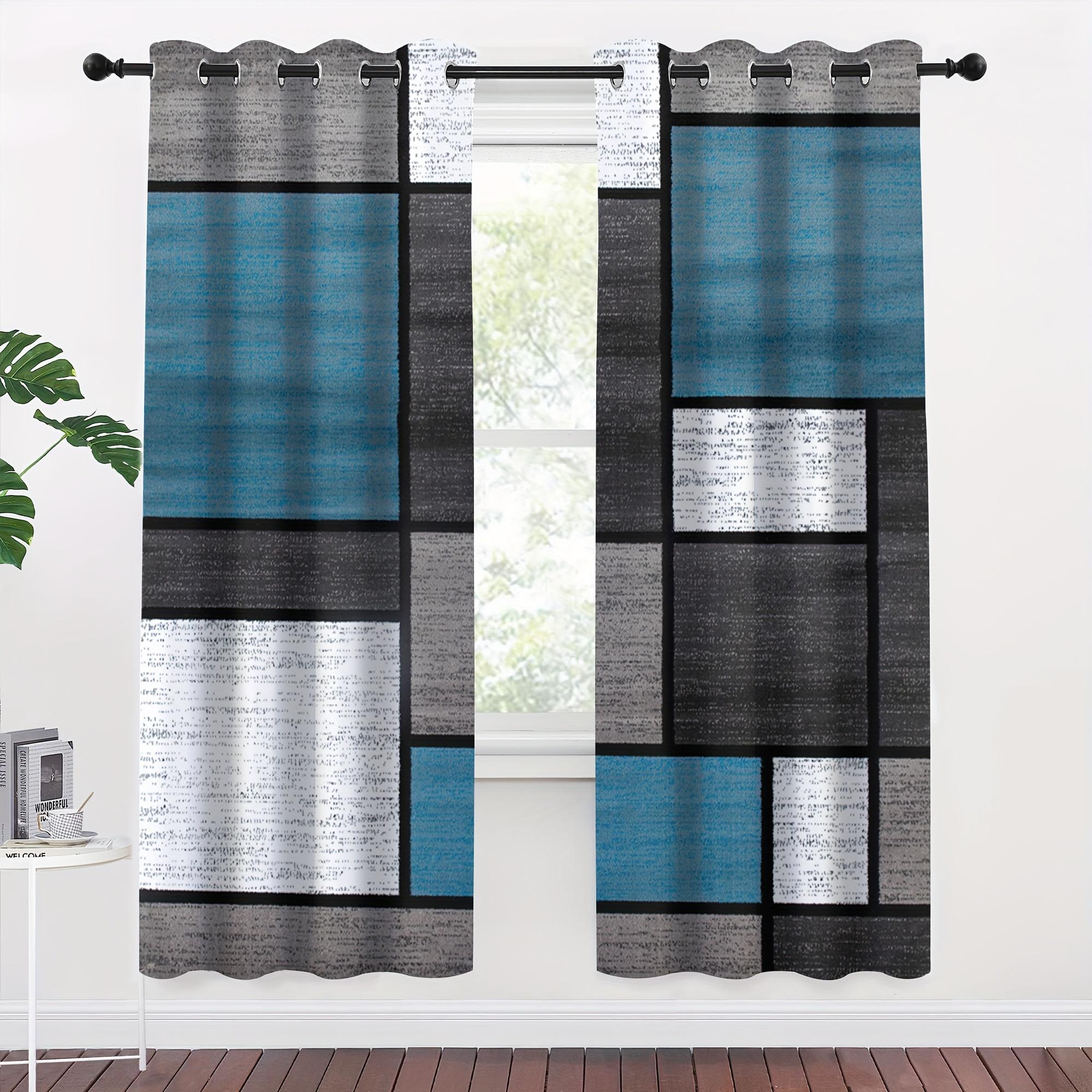 Karomuster Design Vorhänge Stilvolle Stangentasche Fensterdekoration für Wohnzimmer Schlafzimmer Dekoration RotWeißGrauSchwarz Farben 2 Paneele W50 X H130(CM)X2&Grommet Top