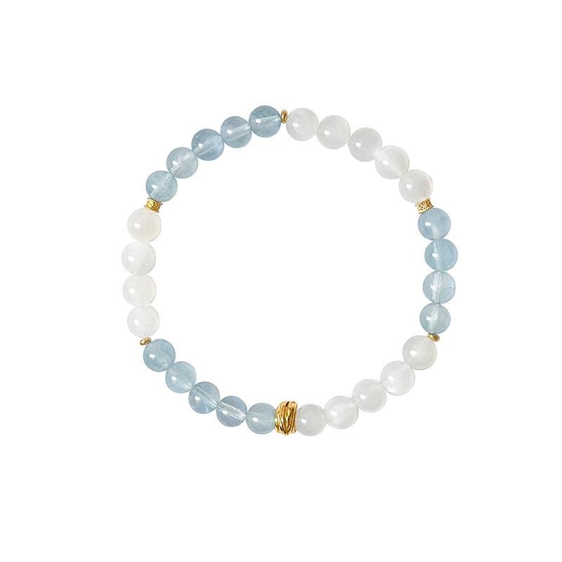 Bracciale di perline in pietra naturale bicolore, bracciale da donna versatile e di alta gamma per il pendolarismo, gioiello con temperamento di moda cinese