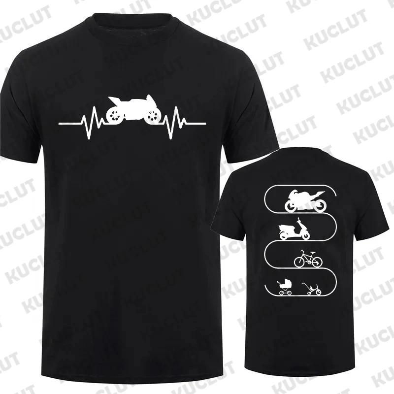 Men T-Shirt Motorcycles Evolution ECG Graphic Y2k Tops Funny Hip Hop Streetwear Two-sided Short Sleeve Tees Oversized Clothing