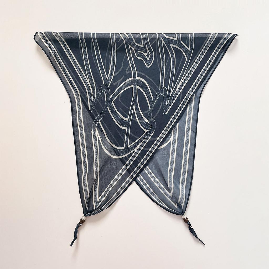 Retro rhombus triangular silk scarf strap fart curtain women's spring and summer fashion versatile stacked wear go out decorative jeans accessories