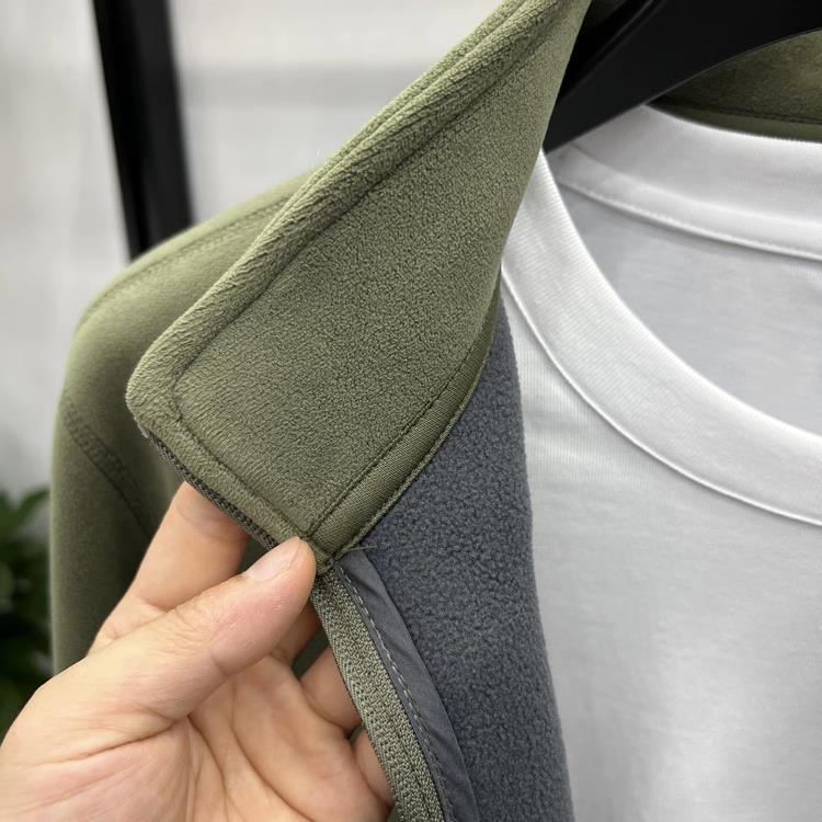 Męska Ciepła Kurtka Kardigan Tommy z Futerka z Kołnierzem Stojącym na Zamek