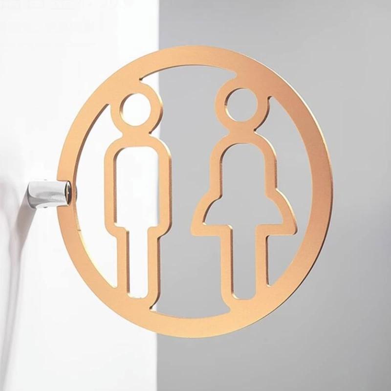 Clear Directional Restroom Sign Easy Install Bathroom Signage Toilet Plaque Washroom Marker Male Female Symbols